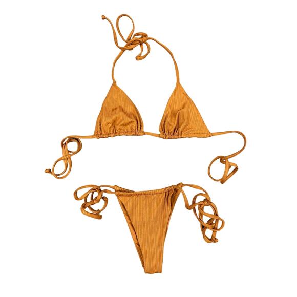 Aro Swim - Triangle Bikini Top & Bottoms in Brown - Picture 1 of 4